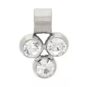 8x6mm 304L stainless steel Mini charm with 3 zirconium oxides x1
