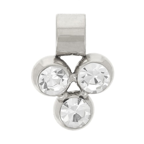 8x6mm 304L stainless steel Mini charm with 3 zirconium oxides x1