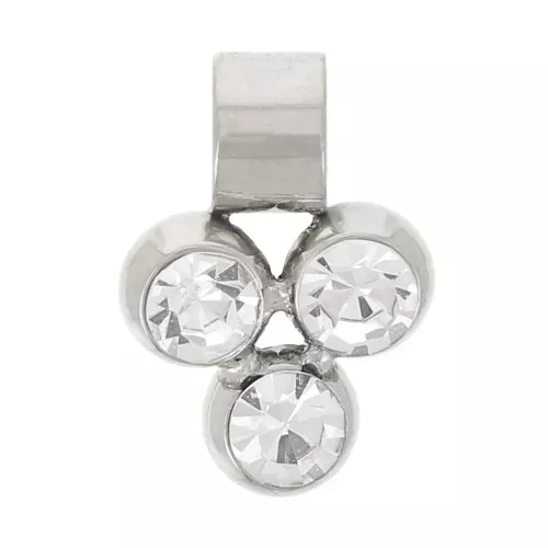 8x6mm 304L stainless steel Mini charm with 3 zirconium oxides x1