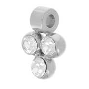 8x6mm 304L stainless steel Mini charm with 3 zirconium oxides x1