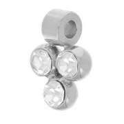 8x6mm 304L stainless steel Mini charm with 3 zirconium oxides x1