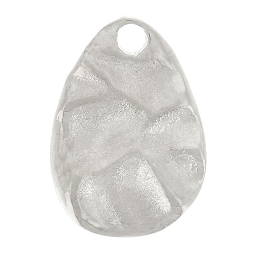 10x7mm Stainless steel 316L Hammered irregular drop charm x1