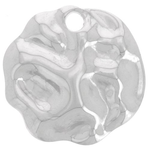 19mm 304L stainless steel Round irregular hammered pendant x1