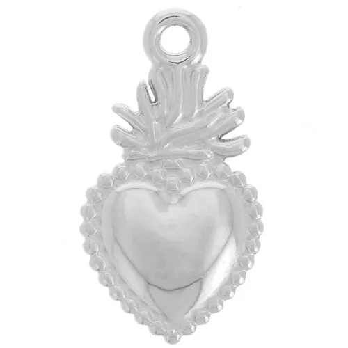 18.5x10mm 304L stainless steel Ex-Voto heart pendant x1