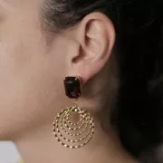 33mm 304L stainless steel Openwork textured circle pendants x2