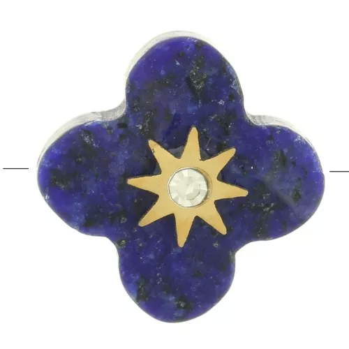 12mm Faceted clover bead in dyed gemstone with zirconium oxide - Lapis lazuli x1