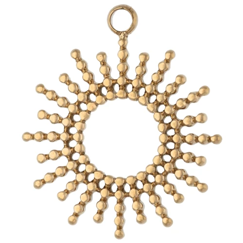 15mm 304L stainless steel Sun pendant with small balls - Gold x1