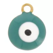 8 mm round charm - eye pattern - with epoxy resin - 304L gold-plated stainless steel x1
