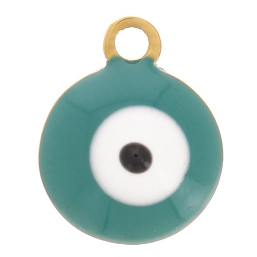 8 mm round charm - eye pattern - with epoxy resin - 304L gold-plated stainless steel x1