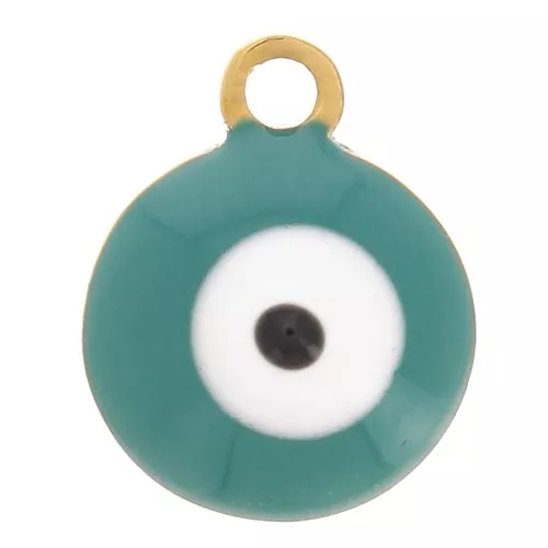 8 mm round charm - eye pattern - with epoxy resin - 304L gold-plated stainless steel x1