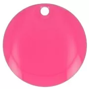 16mm Round metal and epoxy resin sequin - Neon pink x6