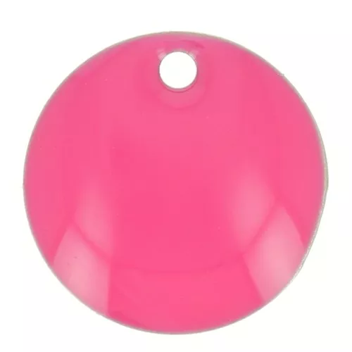 10mm Round metal and epoxy resin sequin - Neon pink x10