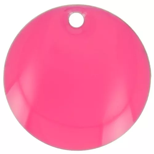 12mm Round metal and epoxy resin sequin - Neon pink x8
