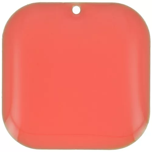 22mm Rounded square sequin in metal and epoxy resin - Coral Pink x1