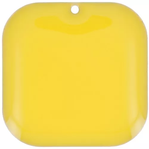 22mm Rounded square sequin in metal and epoxy resin - Yellow x1