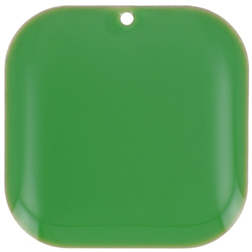 22mm Rounded square sequin in metal and epoxy resin - Green x1