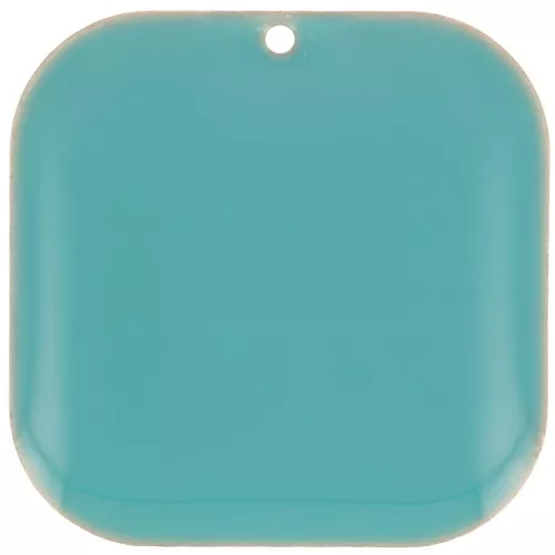 22mm Rounded square sequin in metal and epoxy resin - Turquoise x1