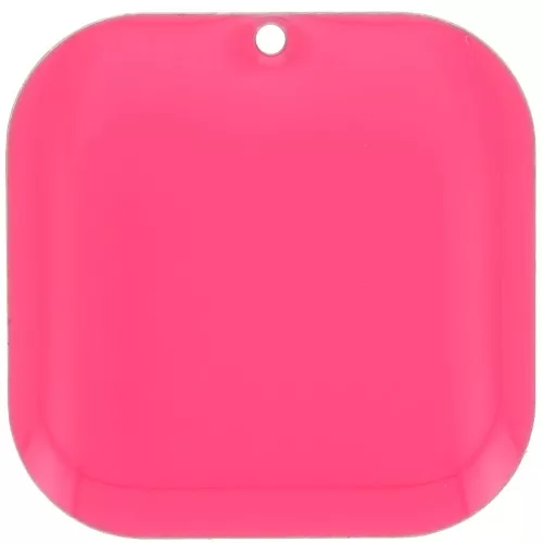 22mm Rounded square sequin in metal and epoxy resin - Neon pink x1