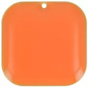 22mm Rounded square sequin in metal and epoxy resin - Orange x1