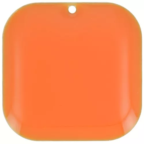 22mm Rounded square sequin in metal and epoxy resin - Orange x1