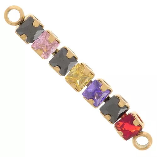 28x4mm 304L stainless steel Bar spacer zirconium oxide - Gold - Multicolored x1