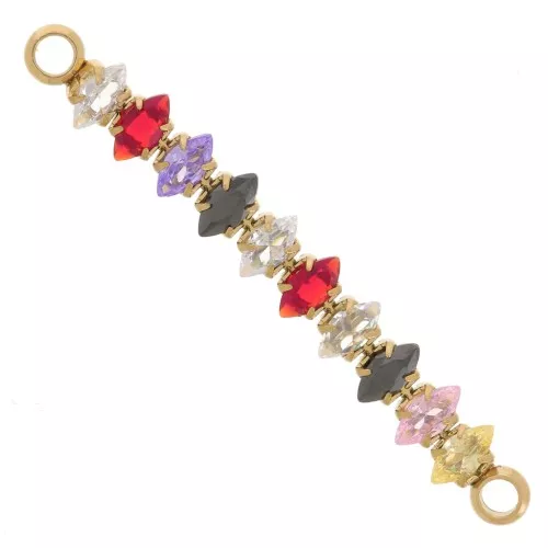 33x4mm 304L stainless steel Spacer bar zirconium oxides - Gold - Multicolored x1