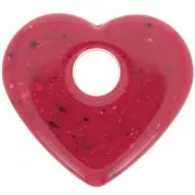 27x30mm opaque acrylic heart pendant - Granite red x1