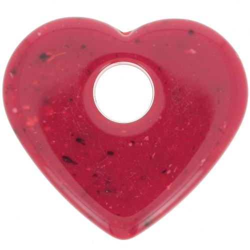 27x30mm opaque acrylic heart pendant - Granite red x1