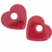 27x30mm opaque acrylic heart pendant - Granite red x1
