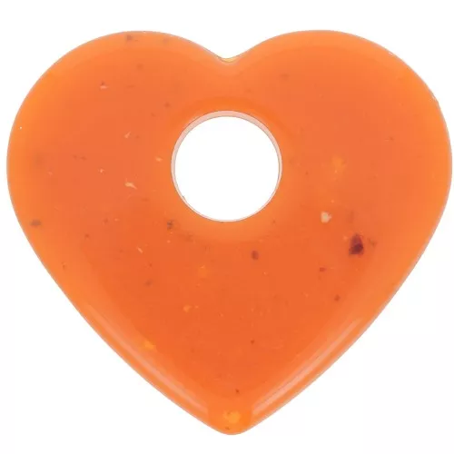 27x30mm acrylic heart pendant - Orange granite x1