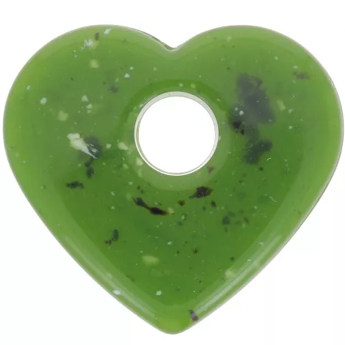 27x30mm acrylic heart pendant - Olive granite x1