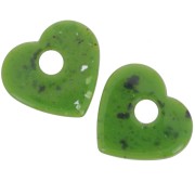 27x30mm acrylic heart pendant - Olive granite x1