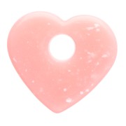 Translucent acrylic heart pendant, 27x30 mm - Granite Pink x1