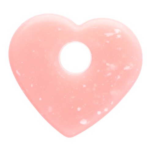 Translucent acrylic heart pendant, 27x30 mm - Granite Pink x1