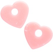 Translucent acrylic heart pendant, 27x30 mm - Granite Pink x1