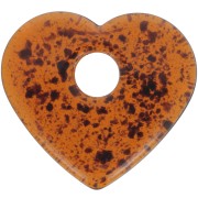27x30mm Clear acrylic heart pendant - Mottled amber x1