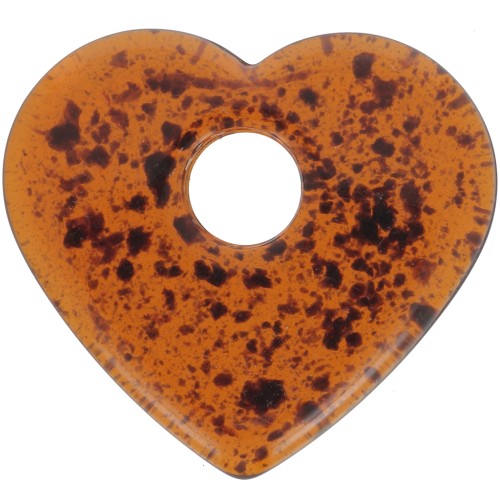 27x30mm Clear acrylic heart pendant - Mottled amber x1