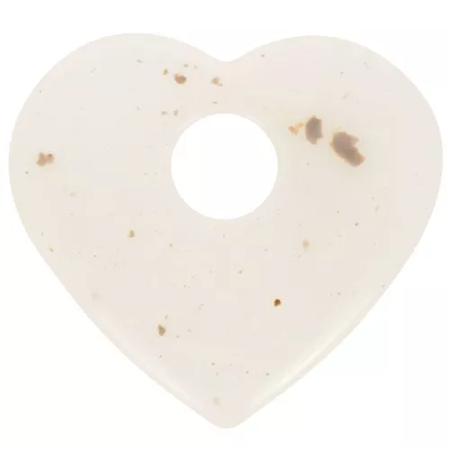 27x30mm Clear acrylic heart pendant - Off-white mottled x1