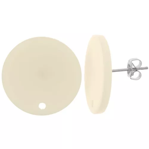 20 mm round earstuds in opaque acrylic - Ecru x2