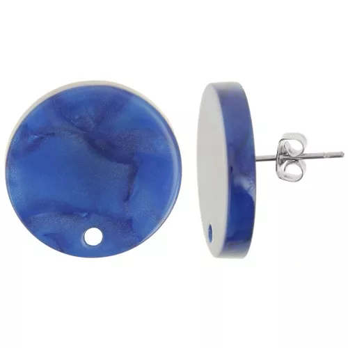 20 mm round earstuds in opaque acrylic - Royal Blue Pearl x2