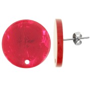 Round 20 mm clear acrylic earstuds - Red x2|raw }}