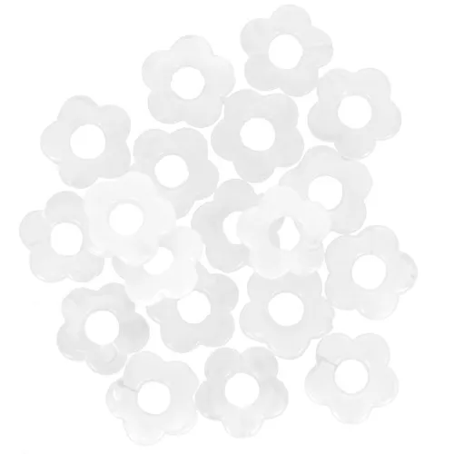14mm clear resin flower beads - White Marble x4