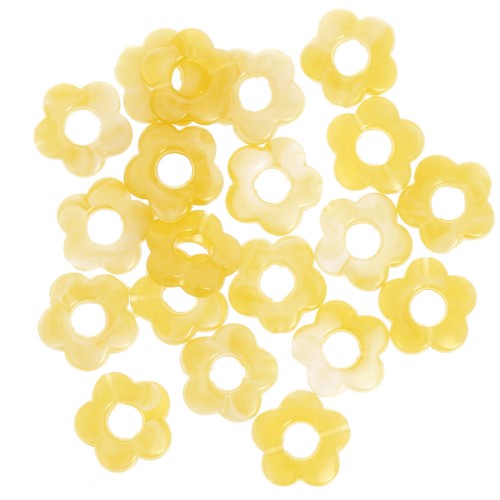 14mm clear resin flower beads - Marbled Ochre x4