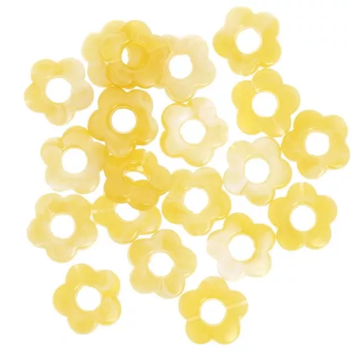 14mm clear resin flower beads - Marbled Ochre x4