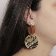 22x20mm Oval transparent acetate spacer - Marbled Olive x1