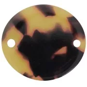 22x20mm Oval Acetate spacer - Tortoiseshell - Brown - Black x1