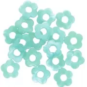 14 mm translucent acrylic flower beads - Marbled verdigris x4