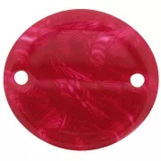 22x20mm Oval transparent acetate spacer - Red x1