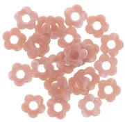 14mm translucent resin flower beads - Marbled Antique Pink x4