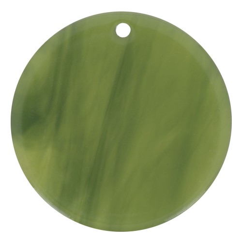30 mm round pendant in transparent acetate - Marbled Olive x1